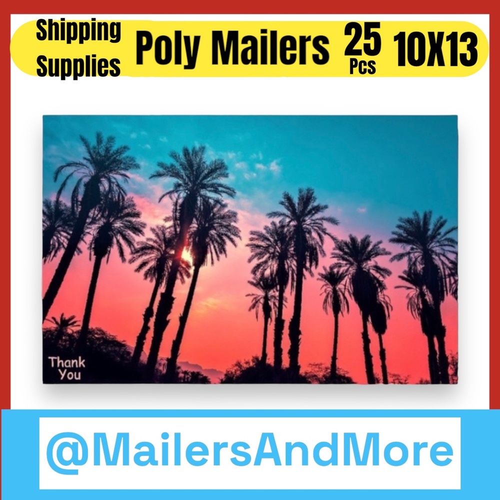 25 10X13 Poly Mailers Twilight Palms Shipping Envelopes PRICE IS FIRM - Picture 5 of 11